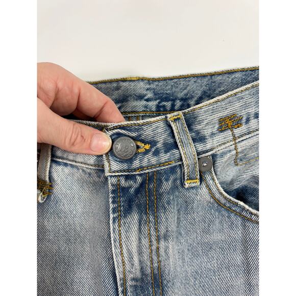 R13 Bowie High Rise Straight Leg Jeans Light Denim Distressed Rutland Grunge - Picture 8 of 13